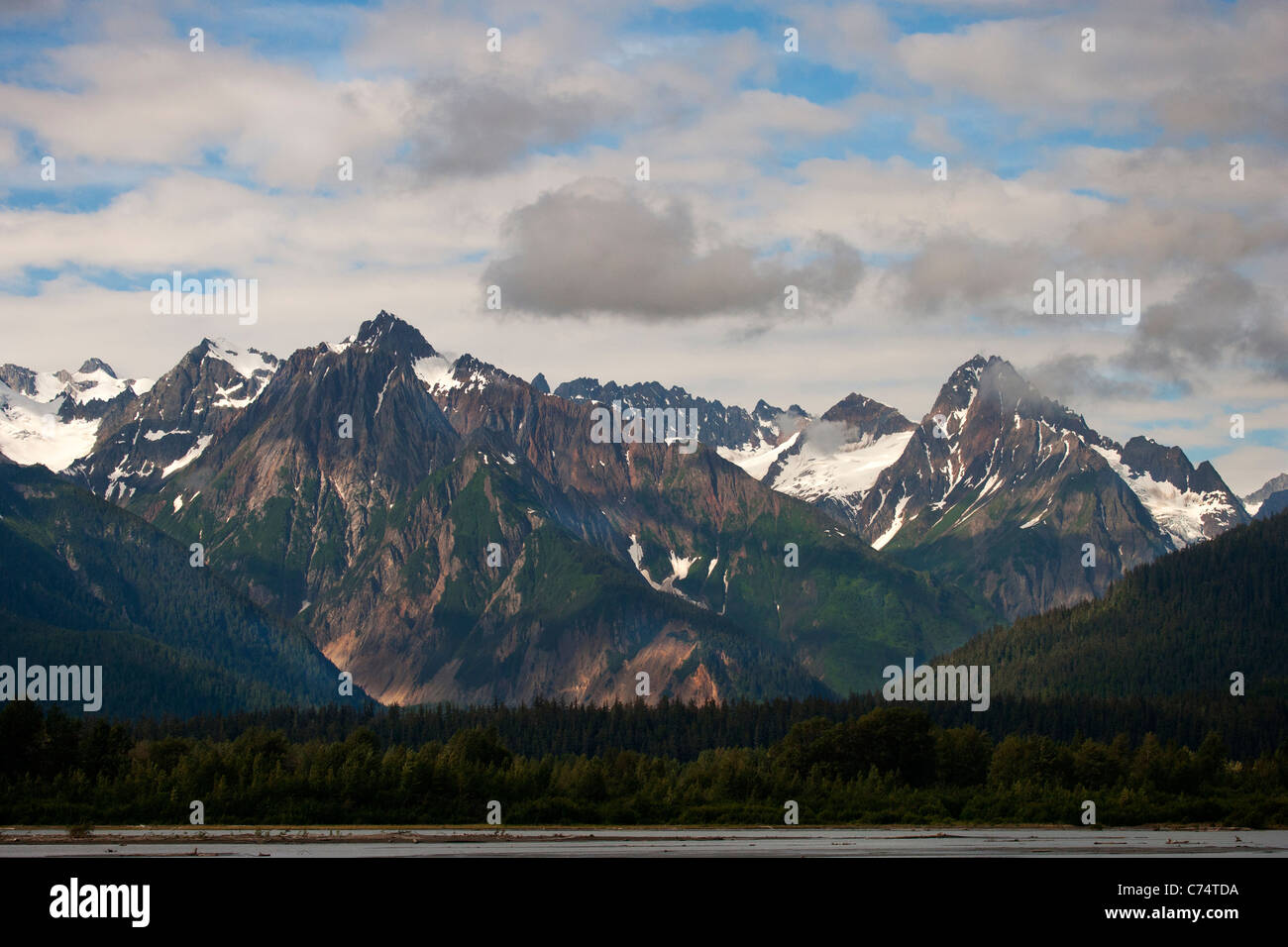 Alaskan Mountains Inside Passage Southeast Alaska Stock Photo