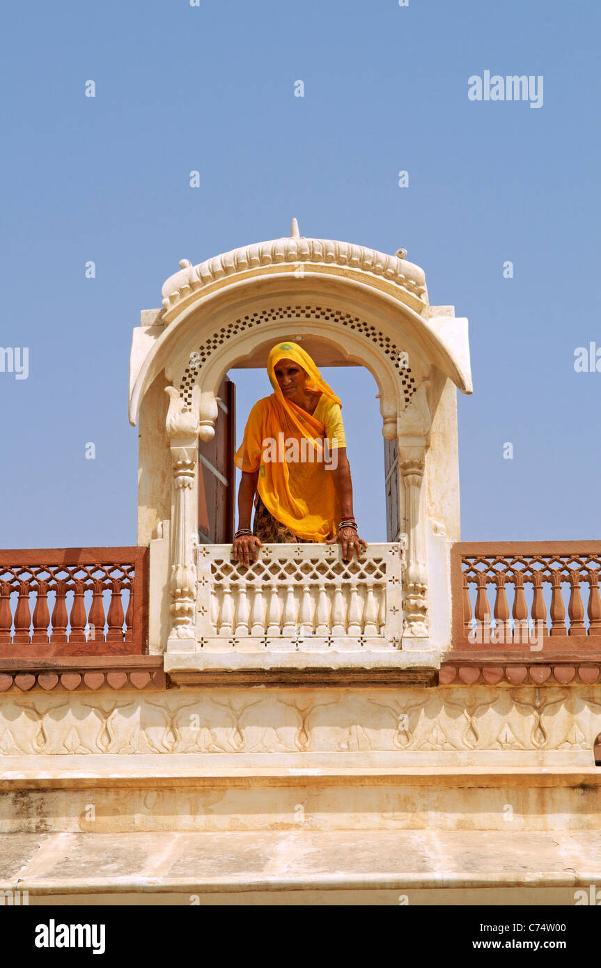 Local woman Junagarh Fort Bikaner Rajasthan India Stock Photo