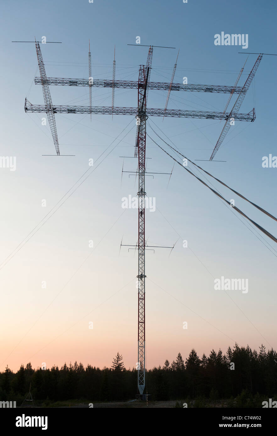 Base jumpers climbing to the rotating radio amateur antenna od Radio
