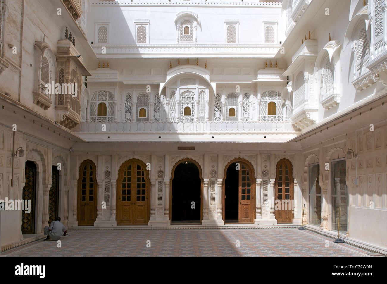Open courtyard Junagarh Fort Bikaner Rajasthan India Stock Photo