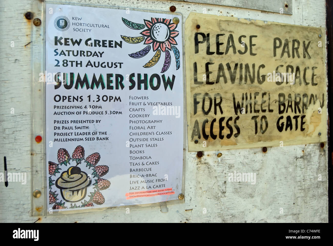 allotment noticeboard in kew southwest london, england Stock Photo