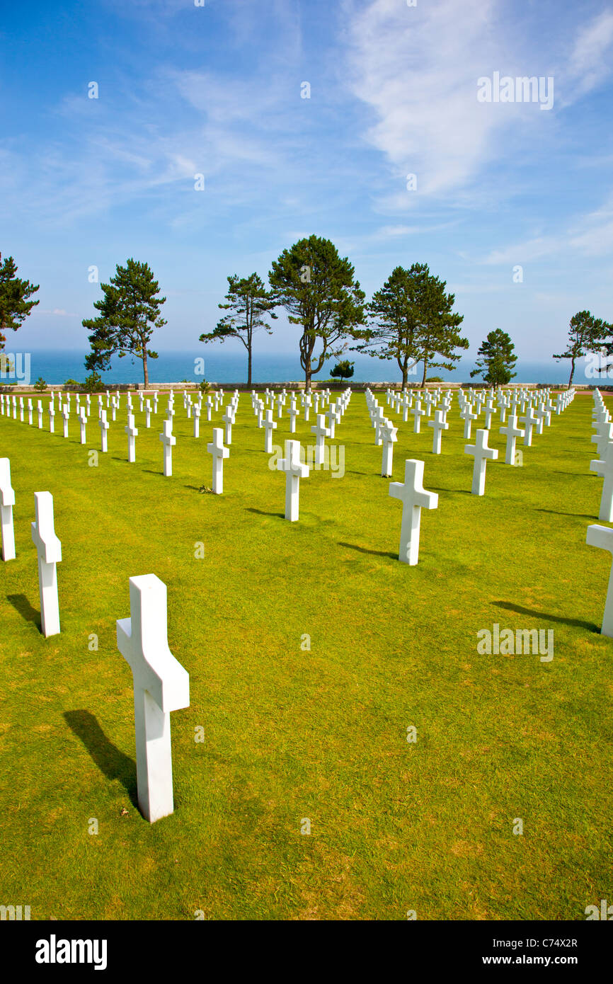 View at American Cemetery in Normandy, France Stock Photo