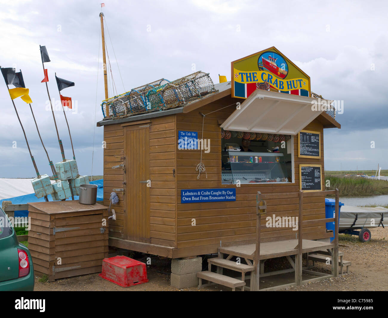 The crab hut selling food and drink with crab and lobster caught by