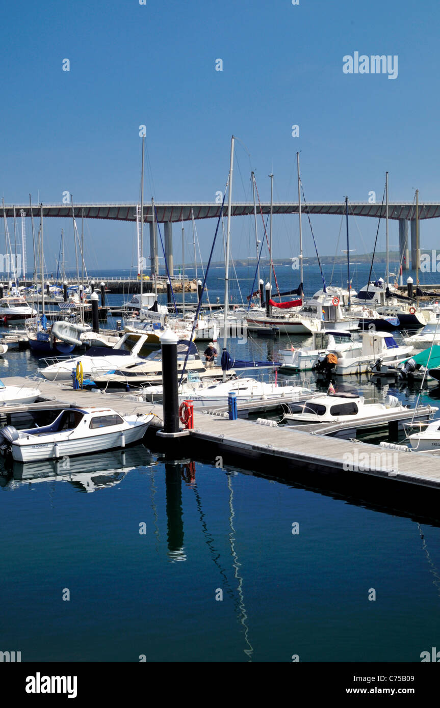 Spain, Galicia: Marina of coastal town Ribadeo Stock Photo