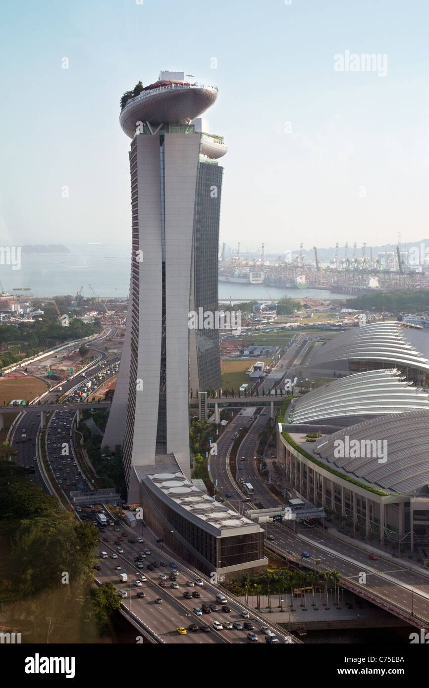 Singapore City,  Marina Bay Sands Hotel view from the Flyer, Singapore Asia Stock Photo