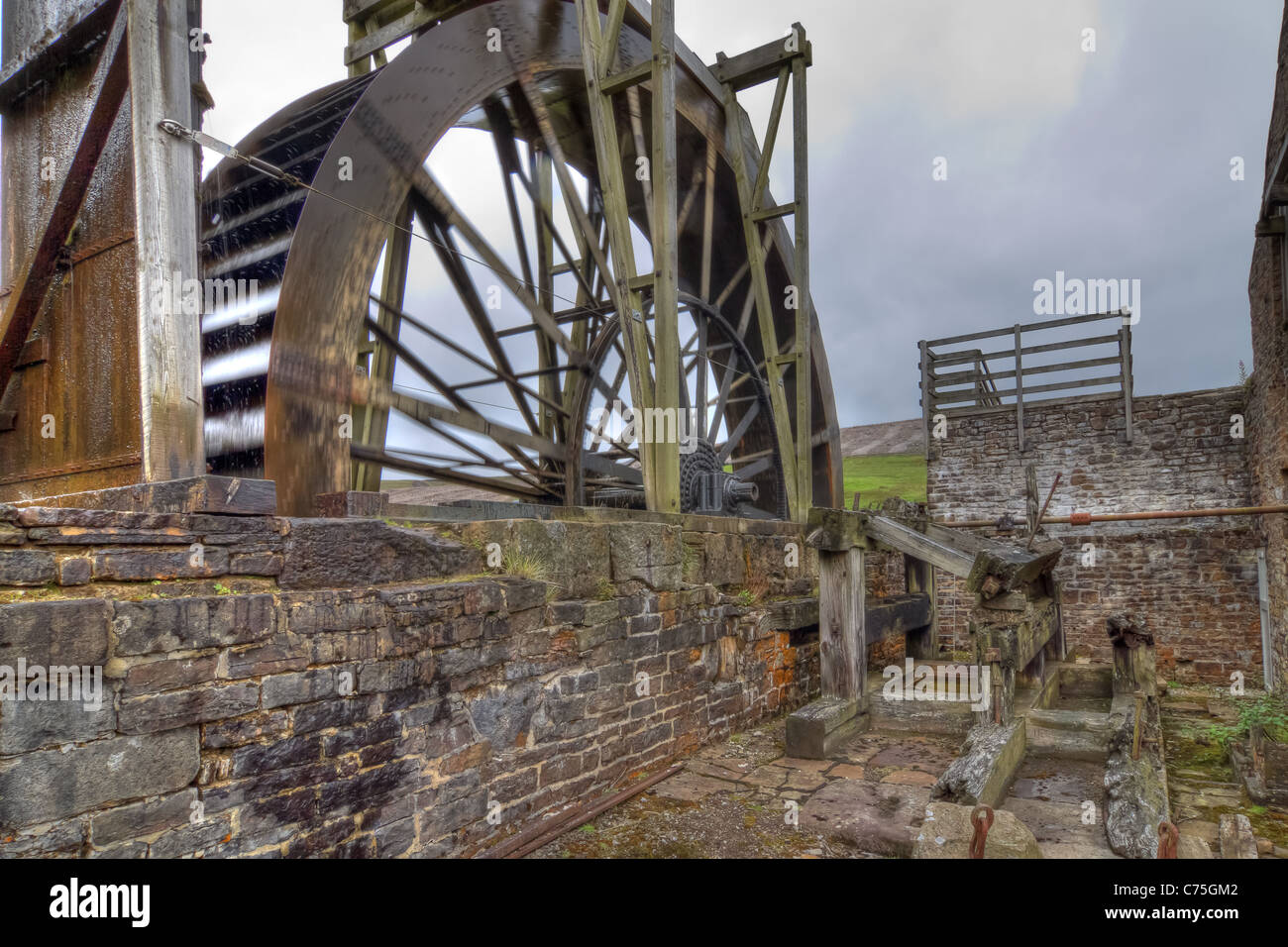 Water wheel at Killhope lead mining museum, Weardale. Stock Photo