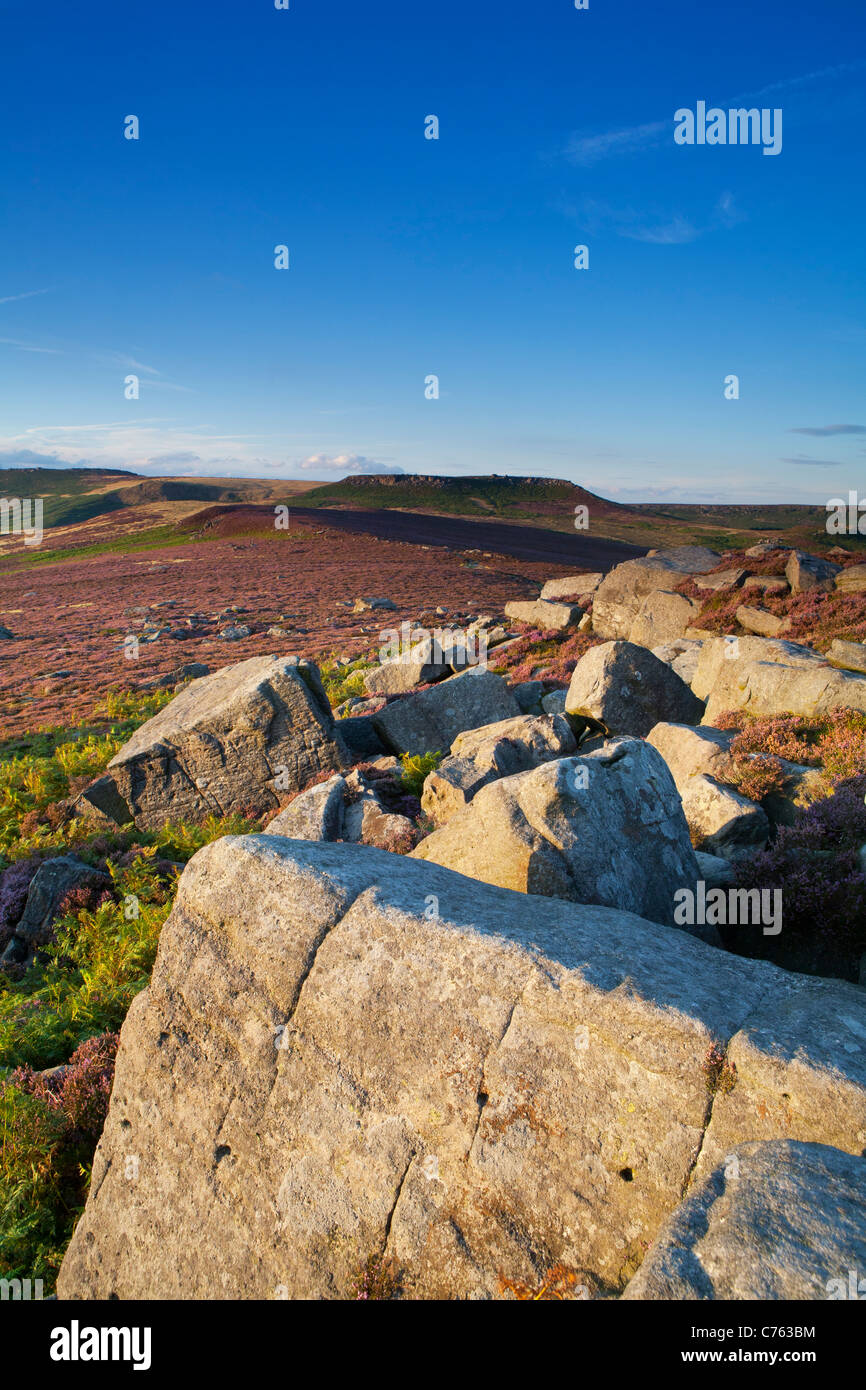 View from Owler Tor towards Higger Tor, Hathersage Moor, Peak District National Park, Derbyshire, England Uk Stock Photo