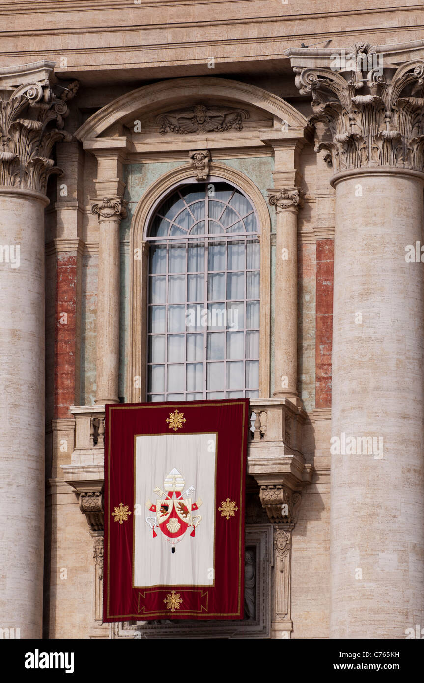 The Pope's balcony, Saint Peter's Square, Palm Sunday 2011 Vatican City Stock Photo