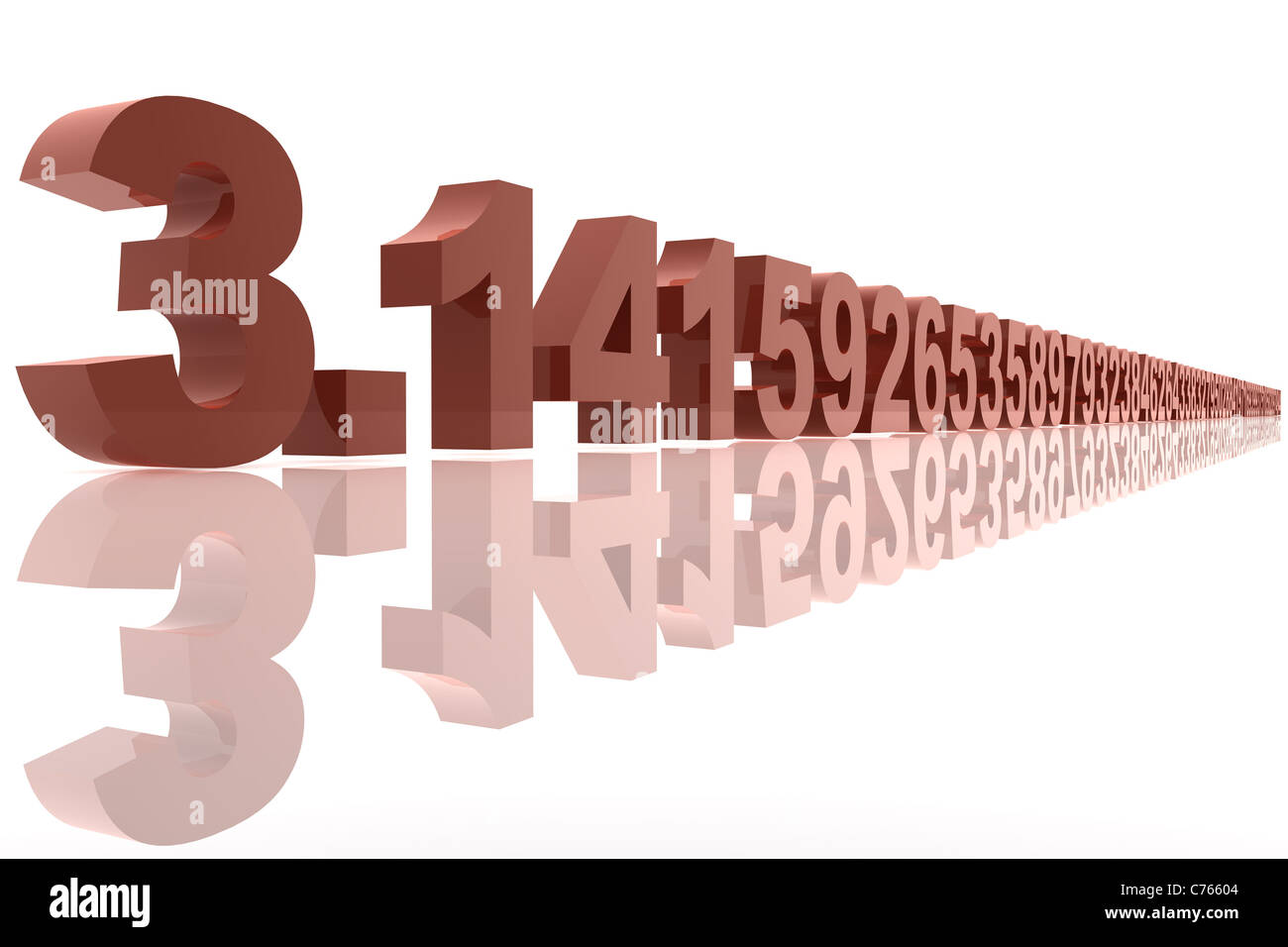 PI number written in red - 3D Stock Photo