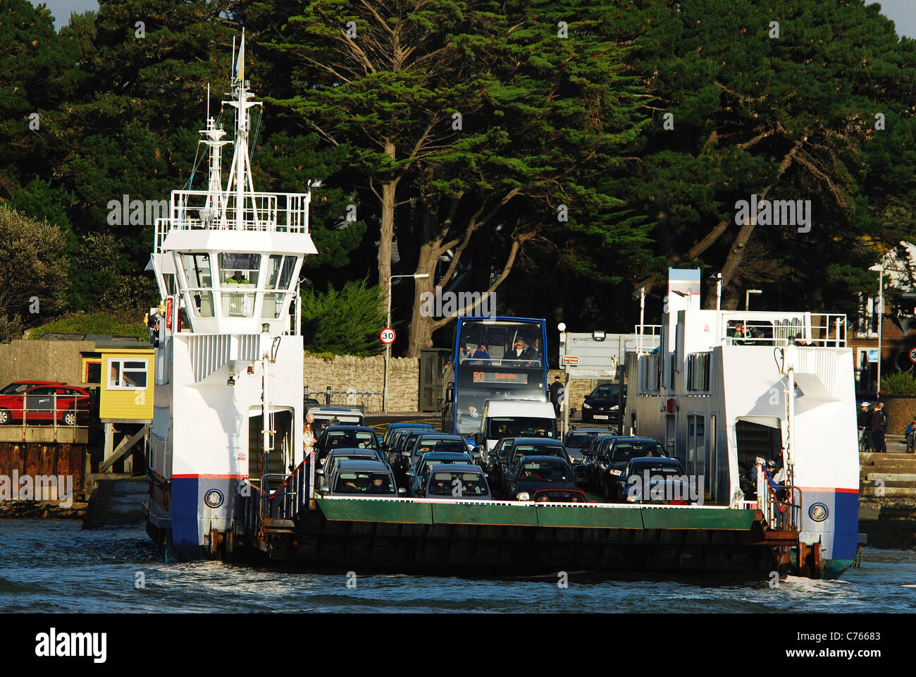The chain link ferry which travels from Sandbanks to Studland