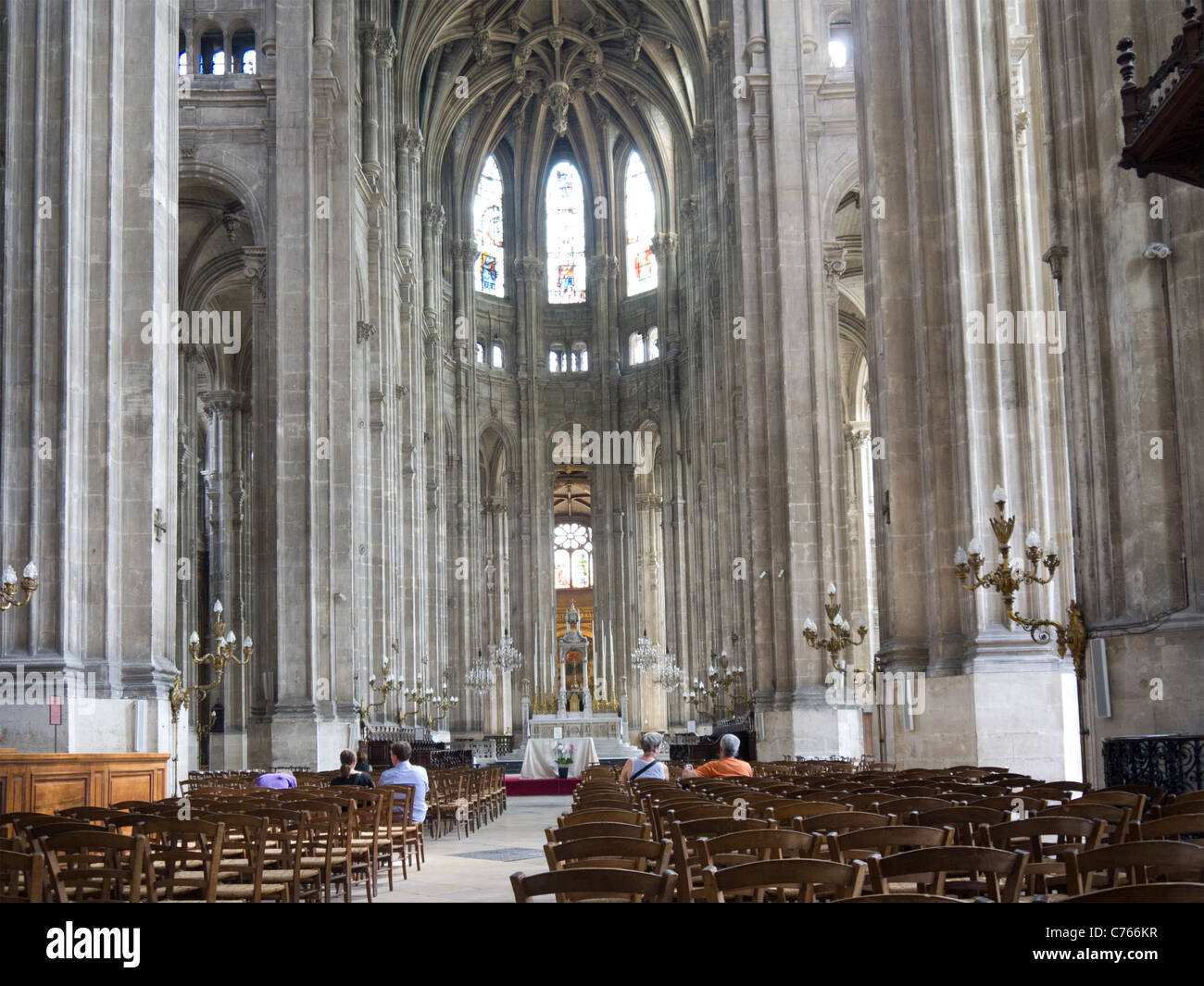Interior of Saint Eustache Church, Les Halles Paris France Stock Photo