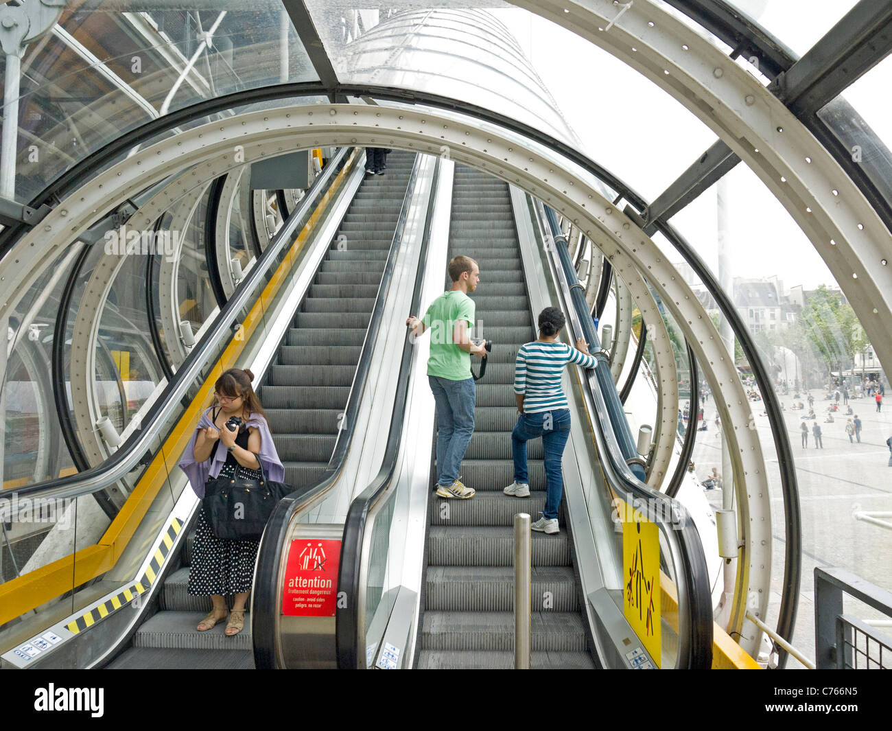 Escalator in Centre Pompidou Paris France EU Stock Photo