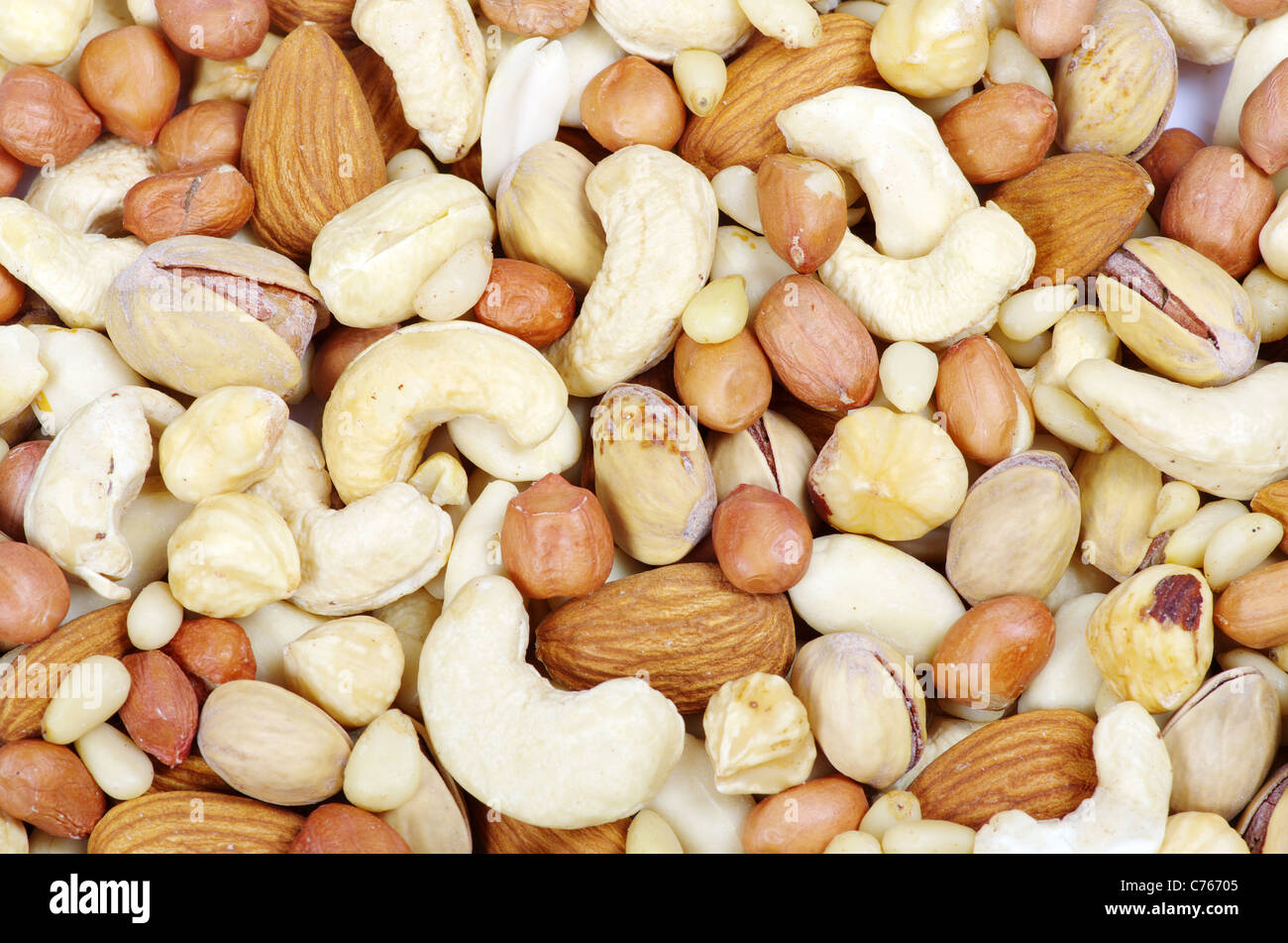 Nuts mixed for backgrounds or textures Stock Photo