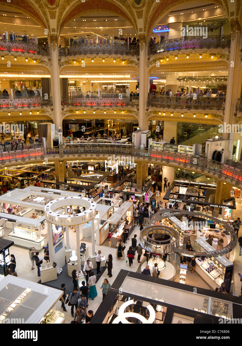 Interior Galeries Lafeyette Paris France Stock Photo