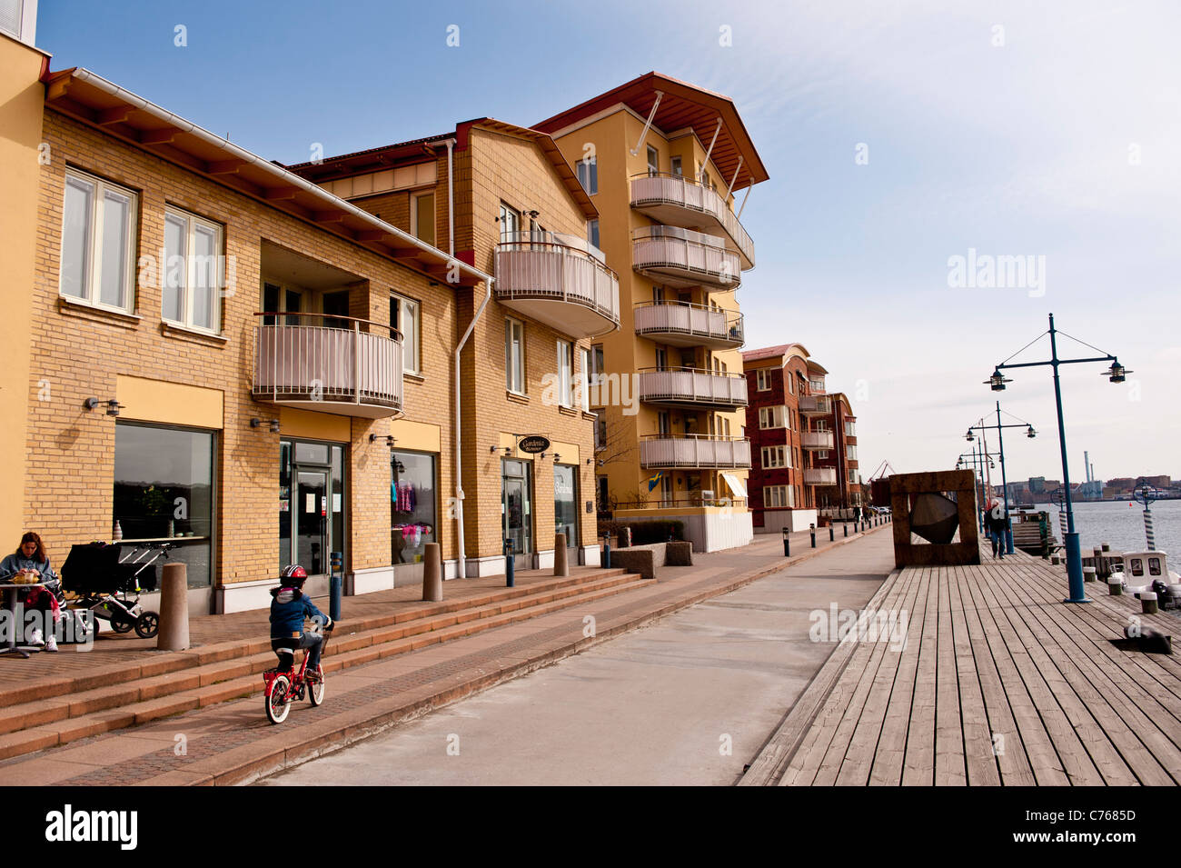 Newly built apartments along the Gota river in central Gothenburg