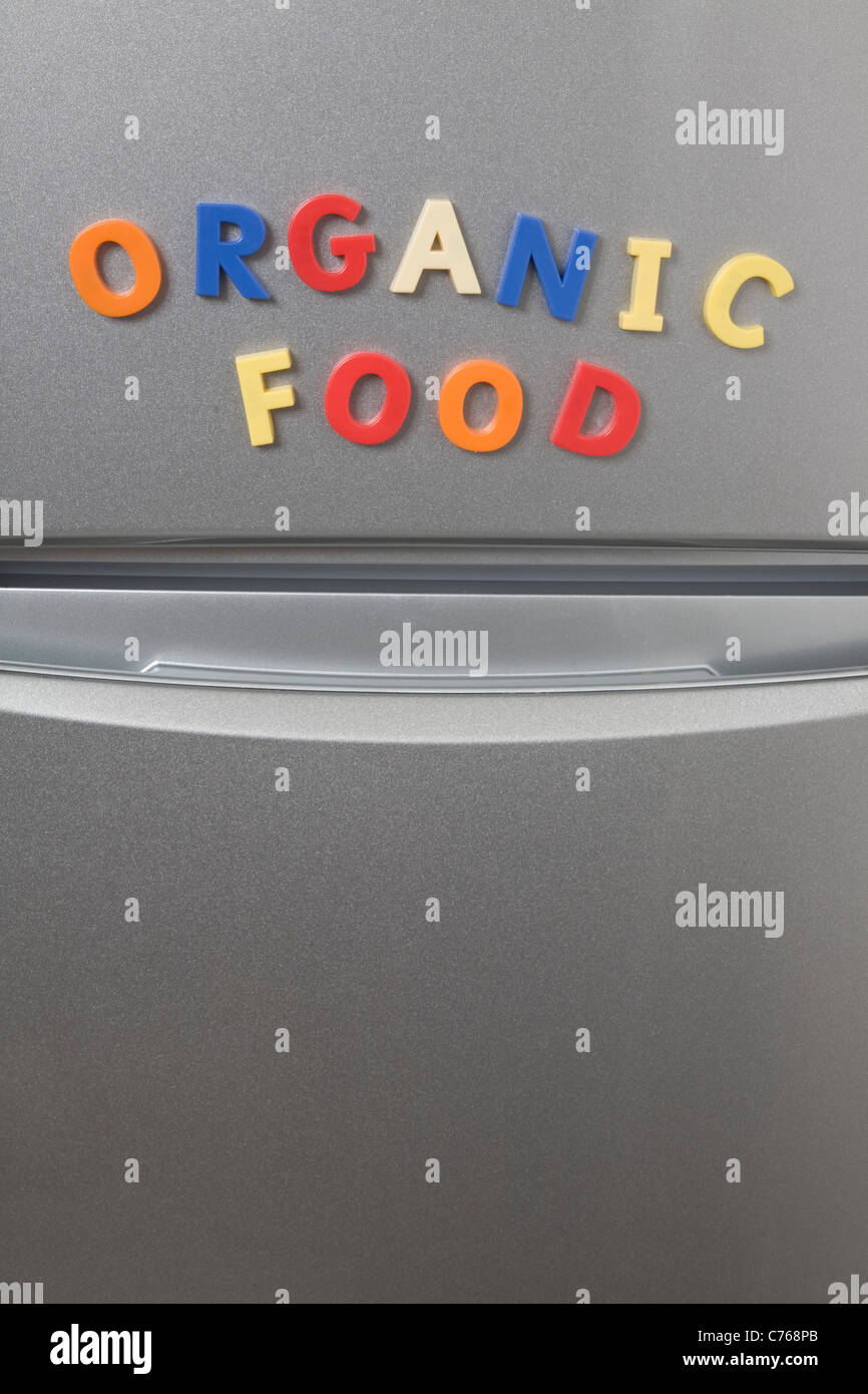 Organic Food Fridge Word Spelling Stock Photo Alamy