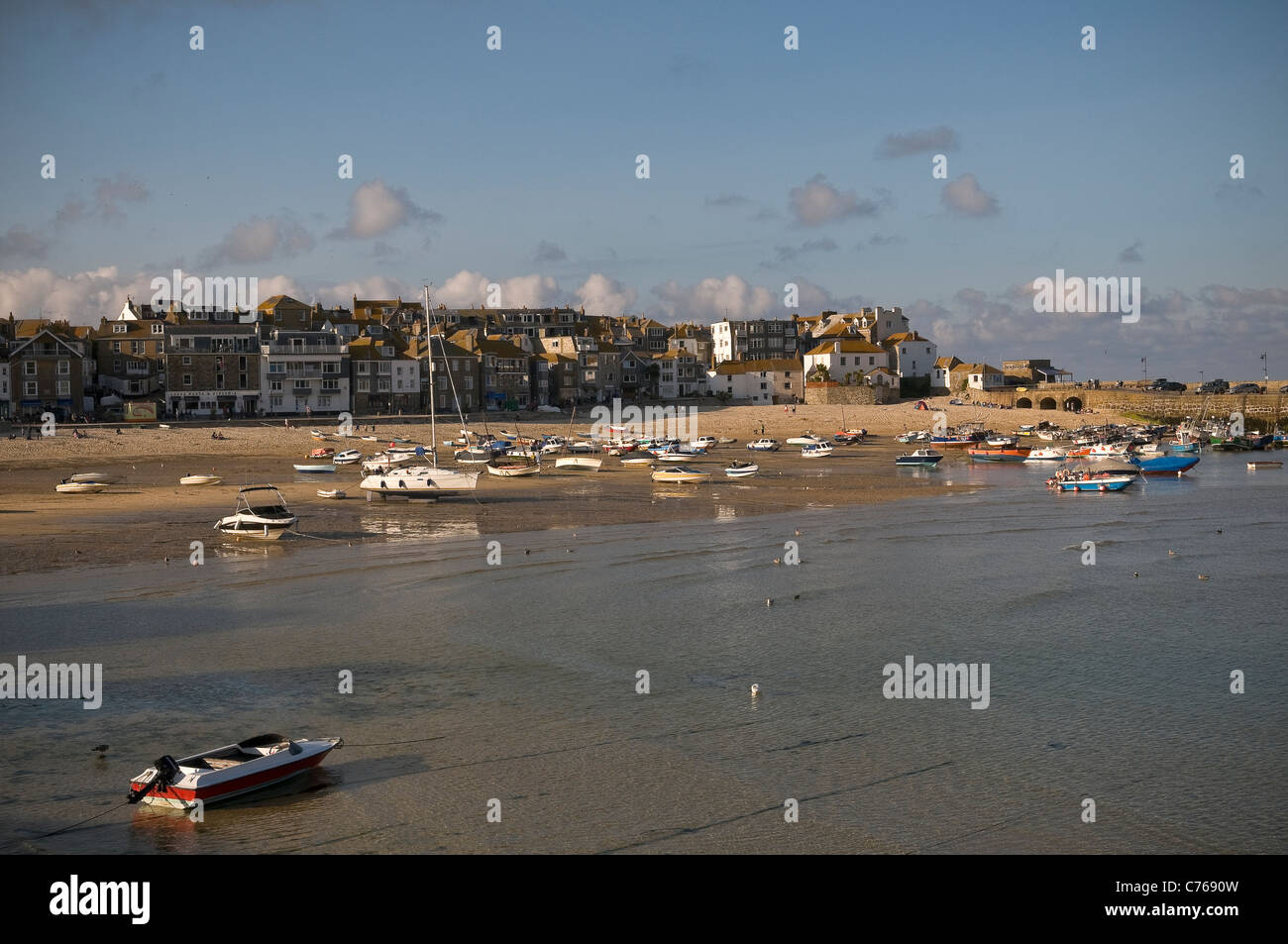St. Ives harbour at low tide, St. Ives, Cornwall, UK Stock Photo