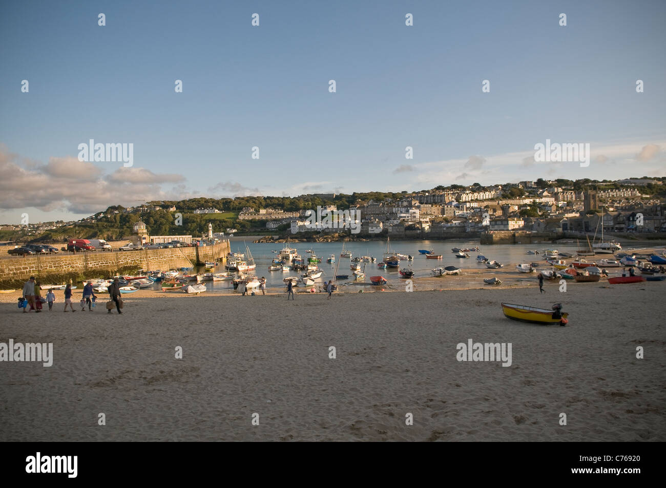 St. Ives harbour at low tide, St. Ives, Cornwall, UK Stock Photo