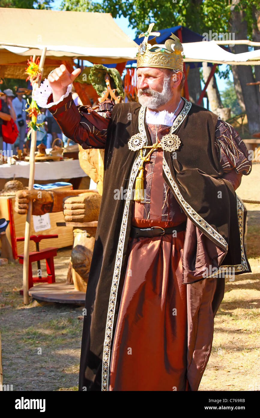 The King welcomes assembled multitude on Renaissance Fair, Bjelovar, Croatia Stock Photo