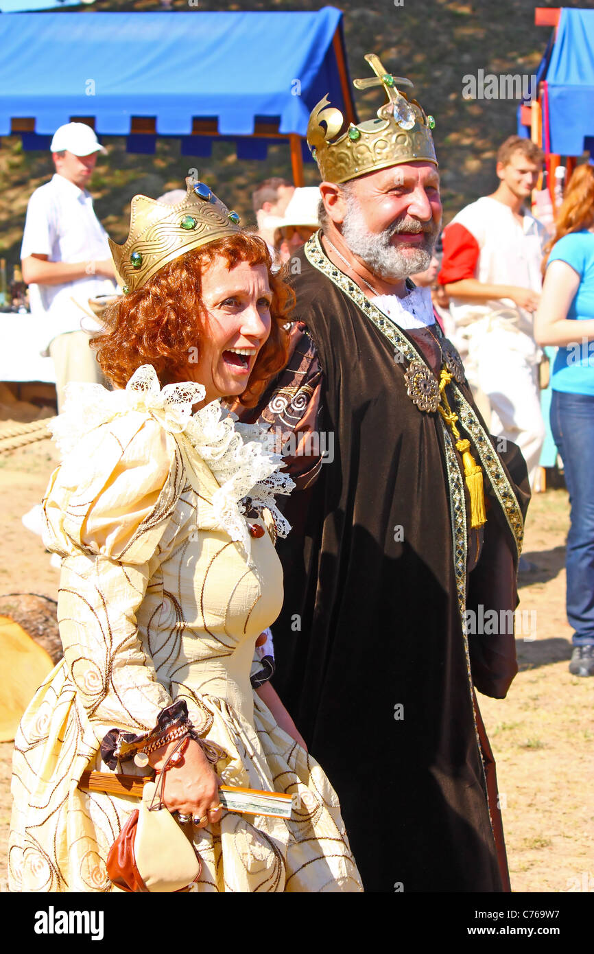 The King and The Queen welcomes assembled multitude on Renaissance Fair, Bjelovar, Croatia Stock Photo