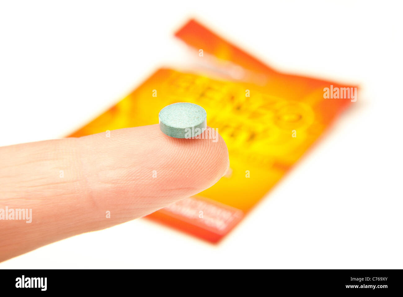 Benzo Fury pellet or pill, (6-APB)  Sold as a  'research chemical' its a analogue of the illegal drug MDMA Stock Photo