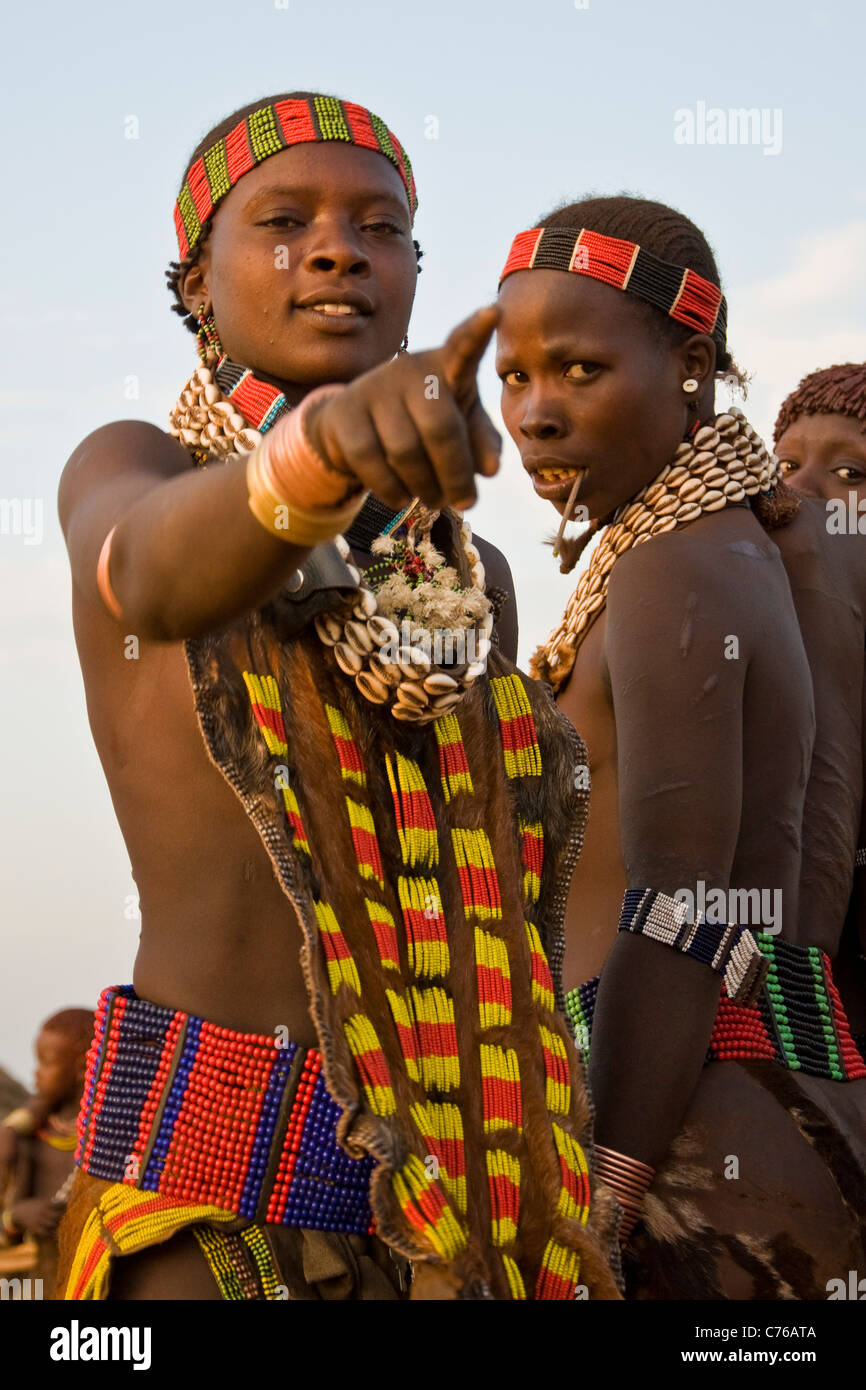 Hamer traditional dance, Turmi, Hamer land, Ethiopia Stock Photo - Alamy
