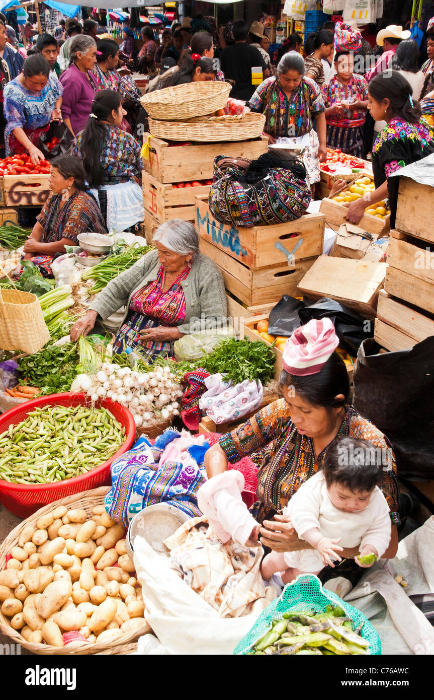 inside the traditional Solola Market, Guatemala, Central America Stock