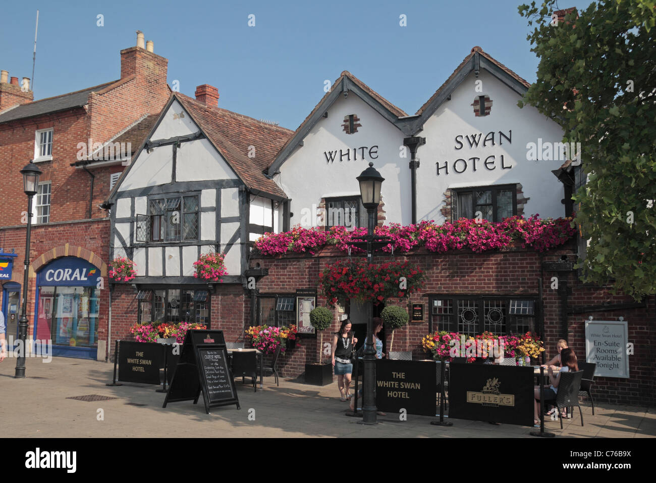The White Swan Hotel on Rother Street in Stratford Upon Avon, Warwickshire, UK. Stock Photo