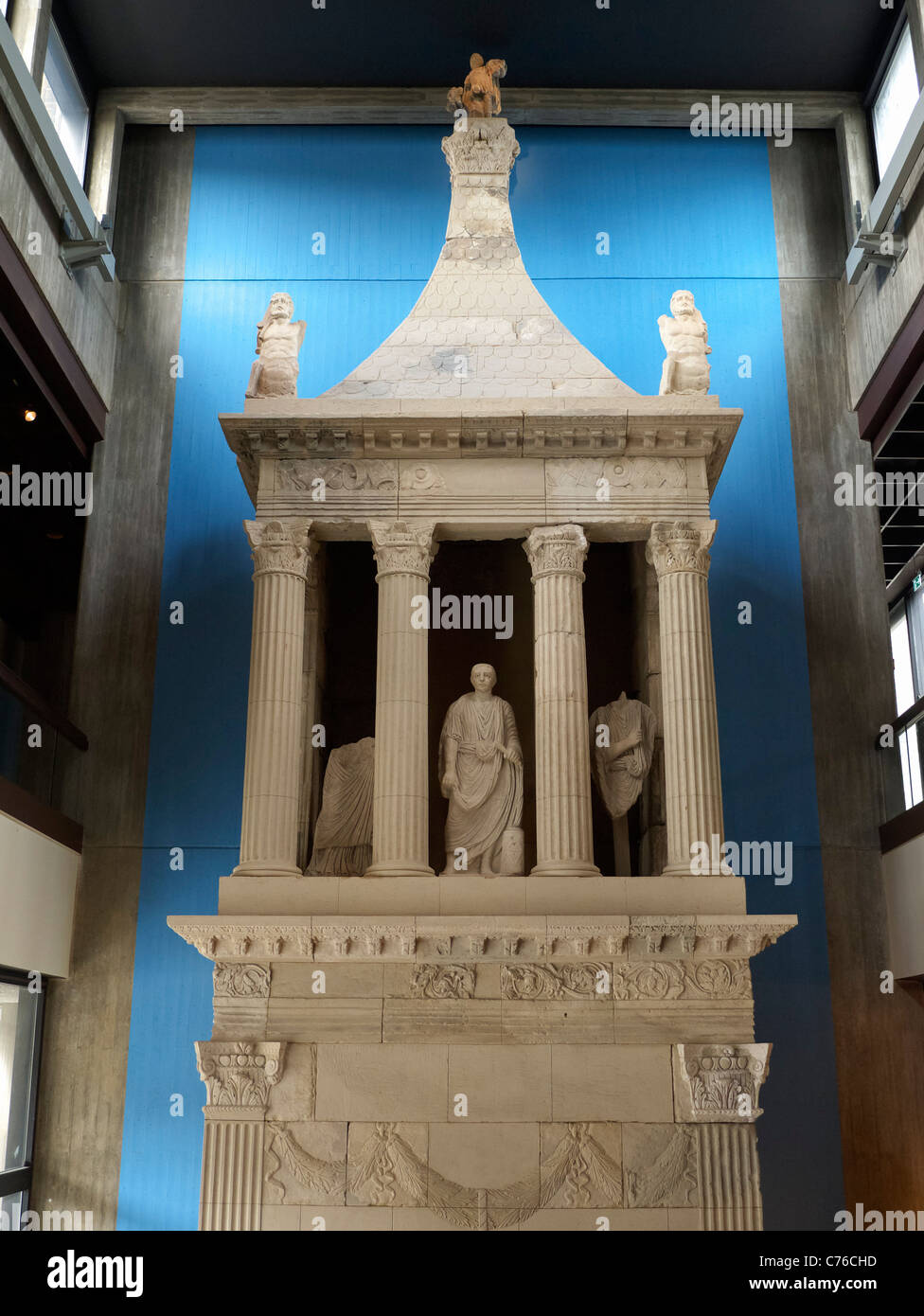 The Sepulcher of Poblicius at the Roman-Germanic Museum in Cologne Germany Stock Photo