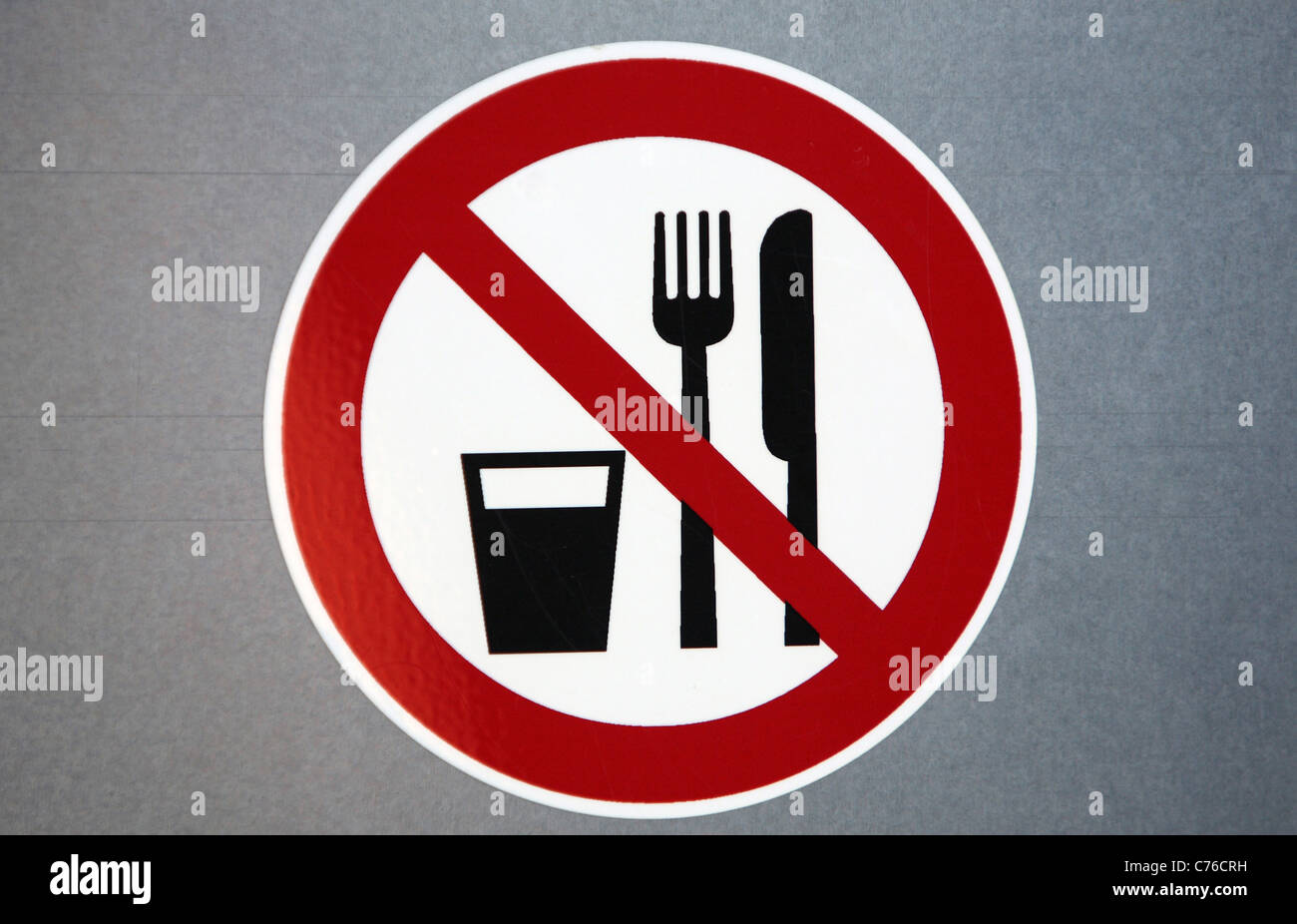 Symbolic photo sign eating and drinking prohibited Stock Photo