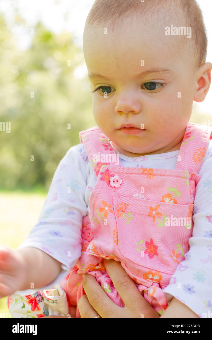 thinking adorable BABY GIRL Stock Photo