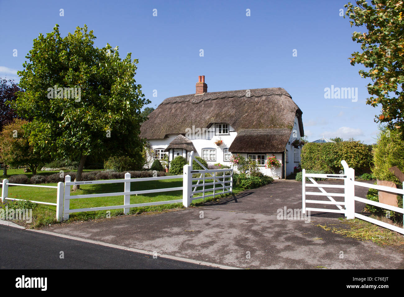Picturesque Thatched Cottage Allington near Devizes in Wiltshire Stock Photo