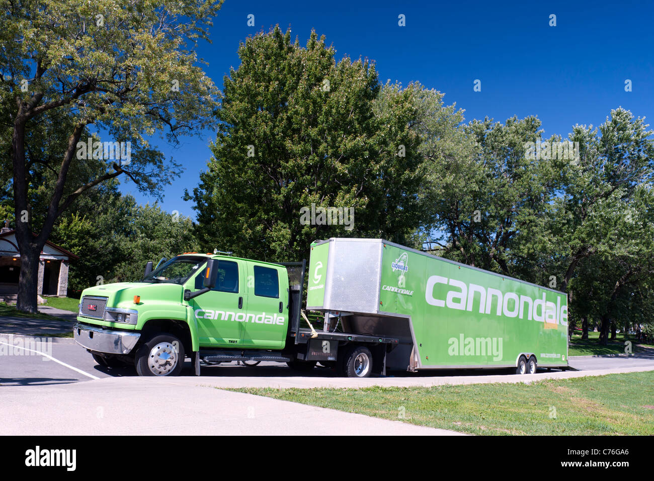 Liquigas Cannondale team truck on the site of Grand Prix Cycliste de Montreal Stock Photo Alamy