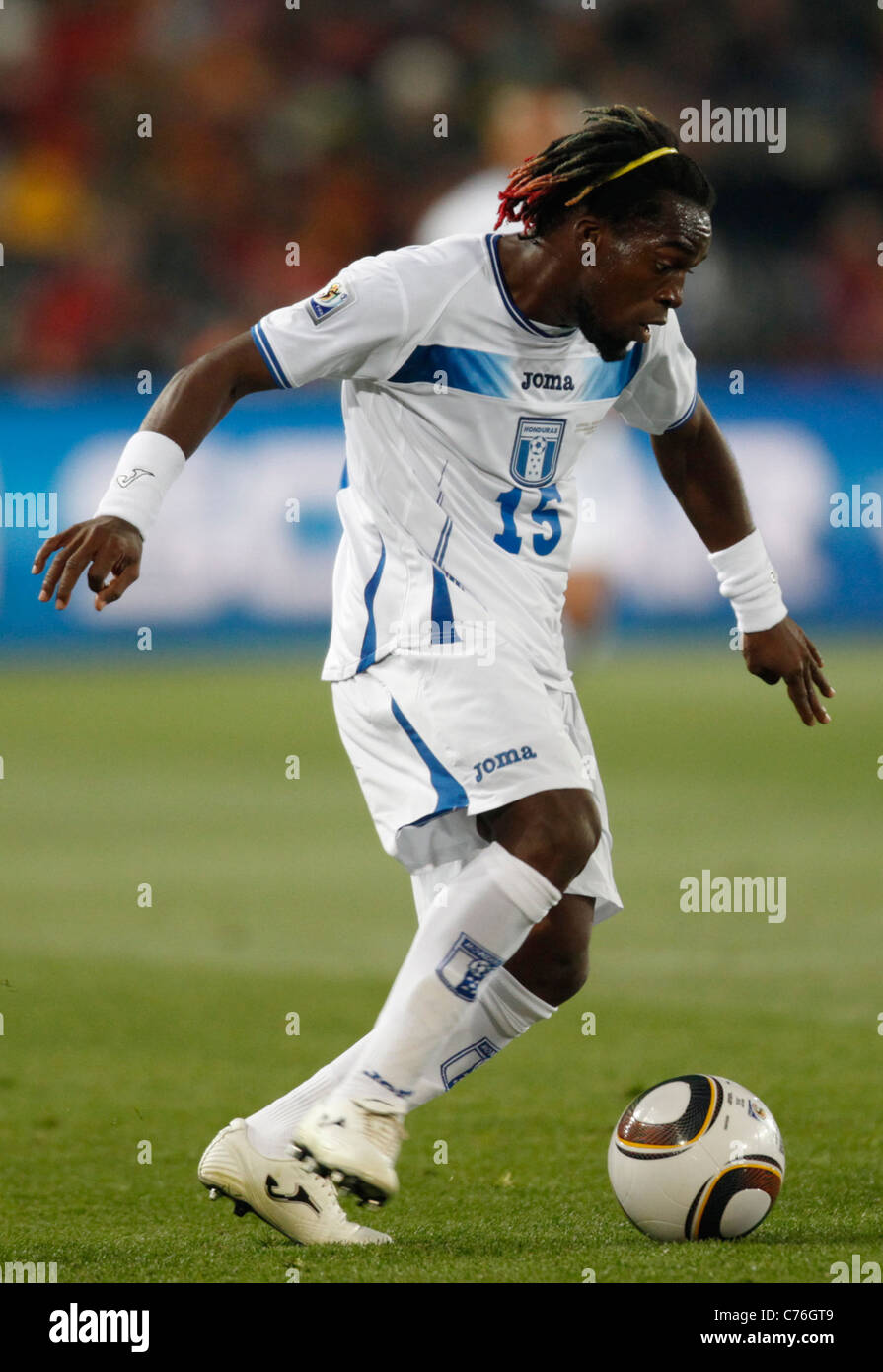 Walter Martinez of Honduras in action during a FIFA World Cup match against Spain June 21, 2010 at Ellis Park Stadium. Stock Photo