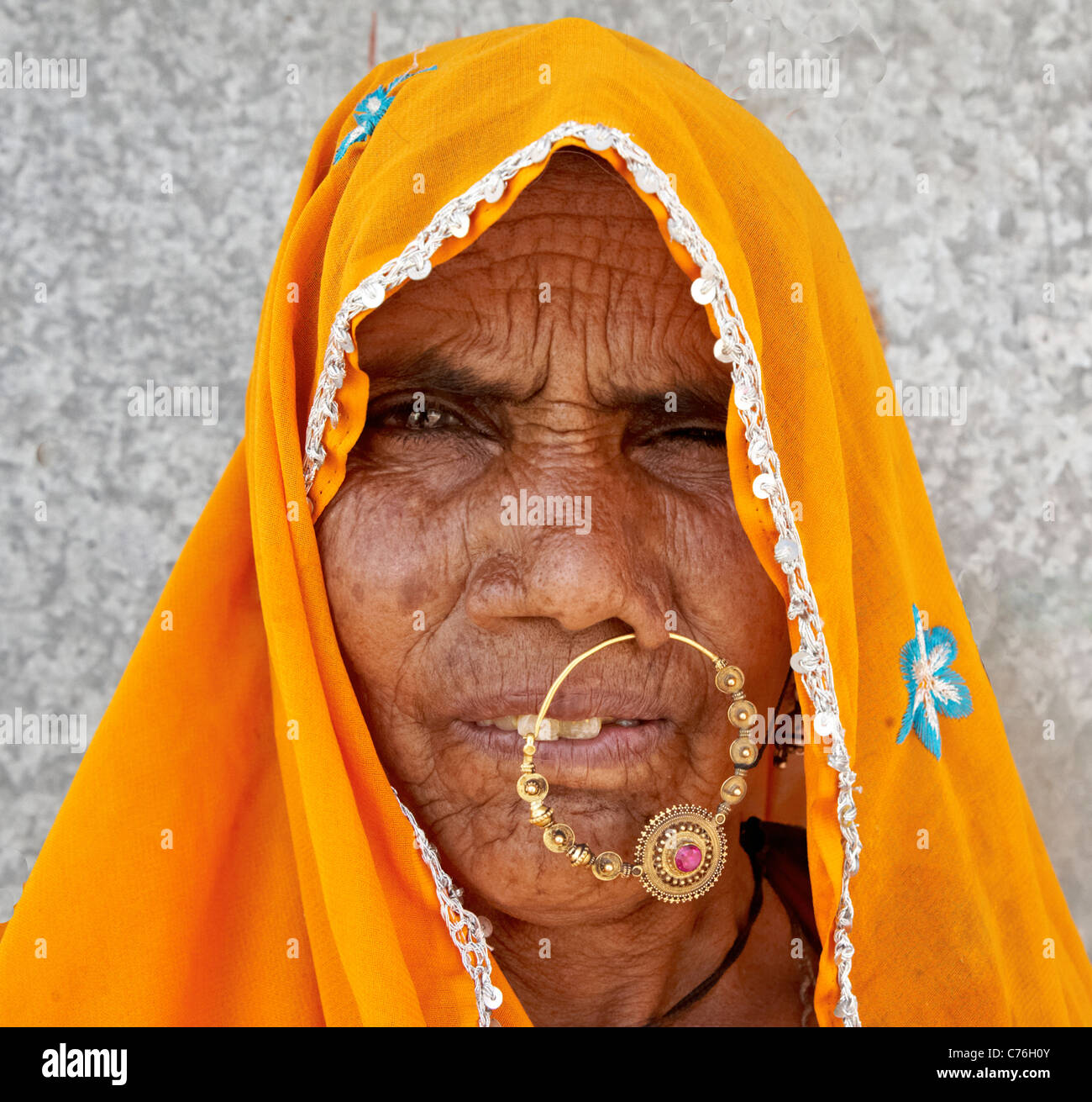 Old Indian Gypsey With Nose Ring Jodhpur Rajasthan India Stock Photo