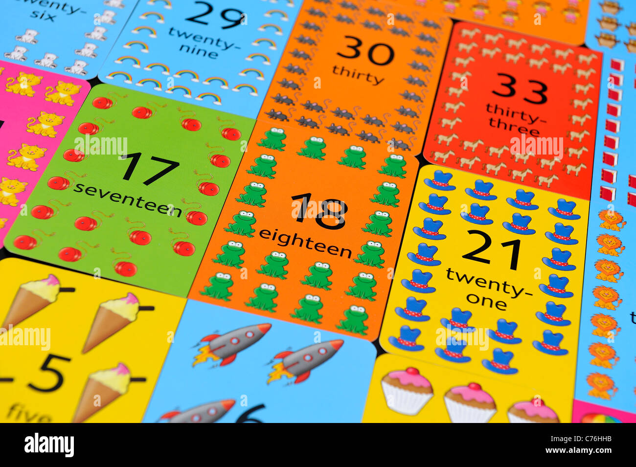 Flash cards used to assist children in learning to count Stock Photo ...