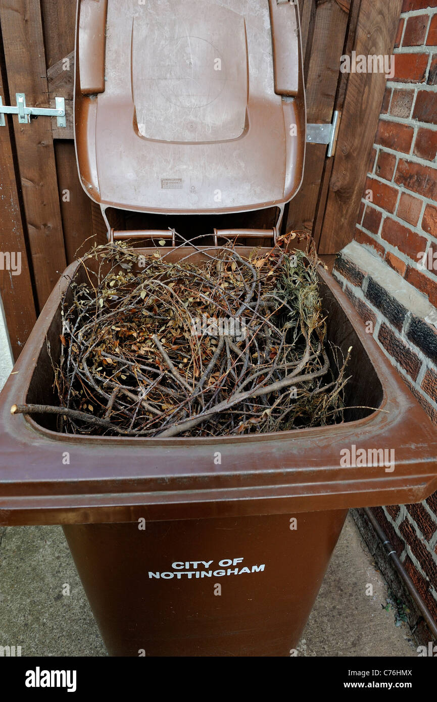garden waste brown dustbin england uk Stock Photo Alamy
