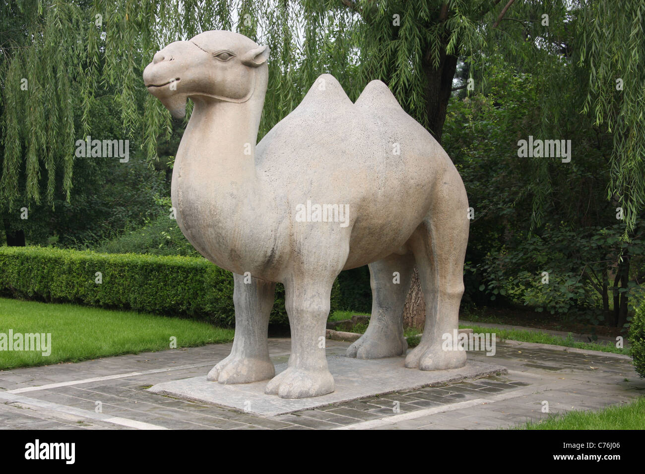 The General Sacred Way of the Ming Tombs - Camel statue Stock Photo