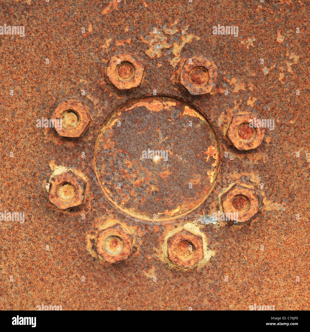 Rusty nuts on an old tractors wheel Stock Photo Alamy
