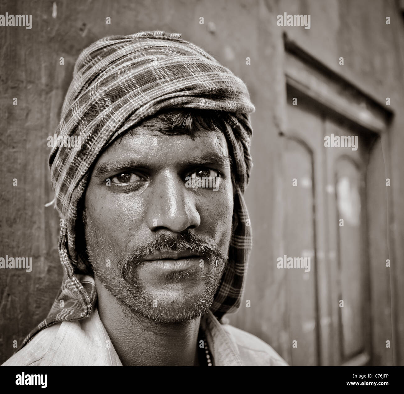 Portrait of a manual laborer from Kolkata, West Bengal, India Stock