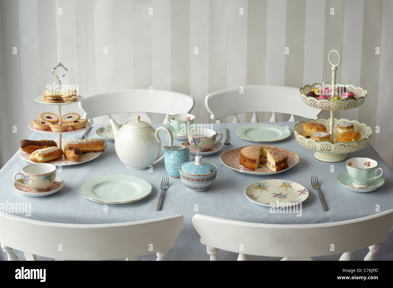 table set for tea Stock Photo