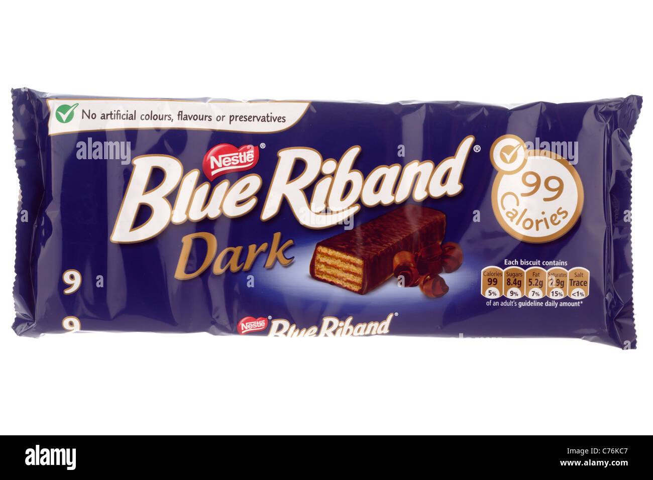pack of 9 Nestle Blue Riband dark Stock Photo