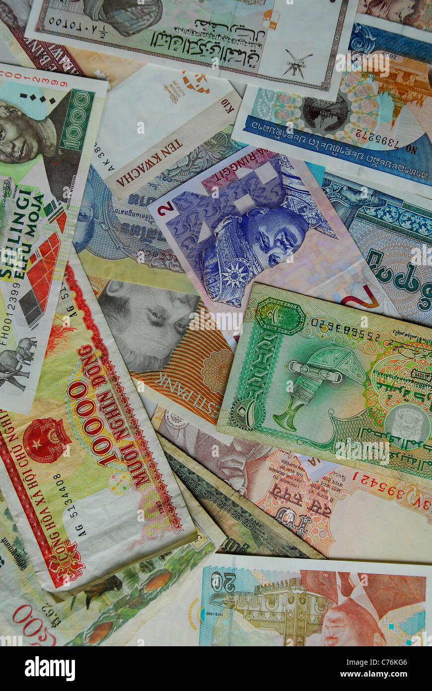 Banknotes Paper Currency Notes Of Various Countries Stock Photo Alamy