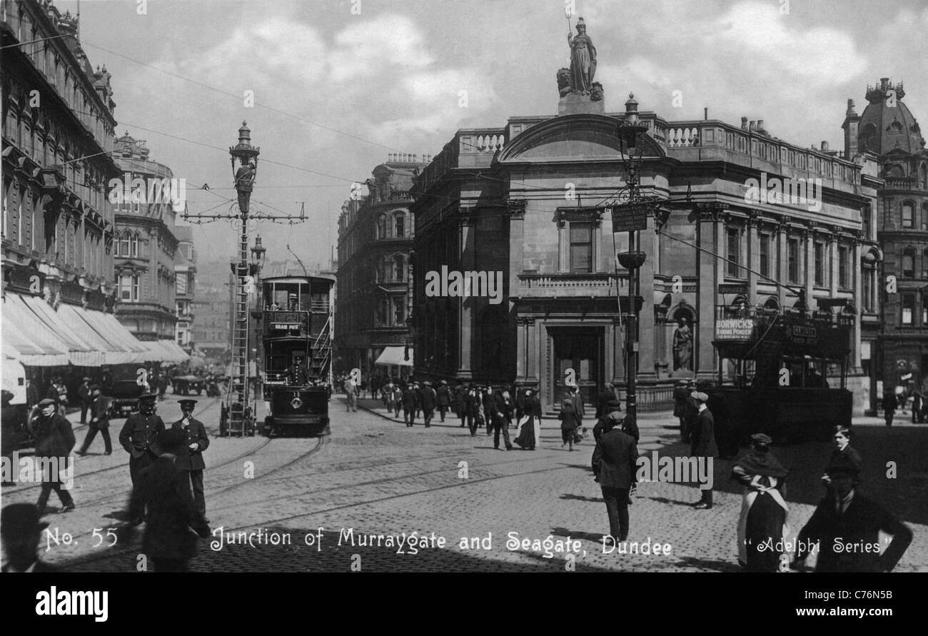 Early 1900s view Dundee streets Scotland Stock Photo
