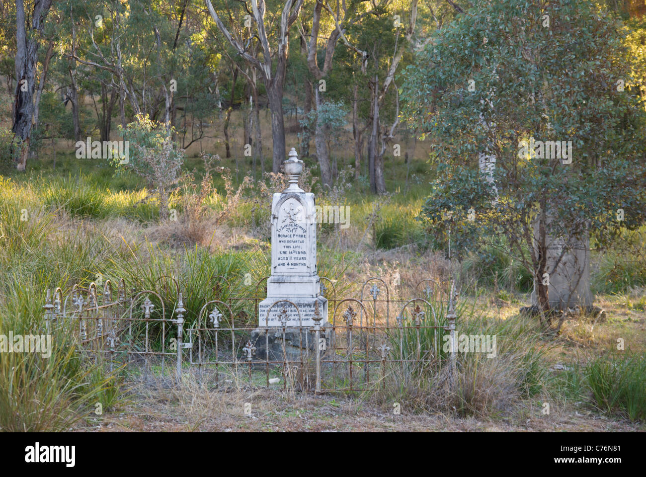 Old grave site in Australian bush Stock Photo