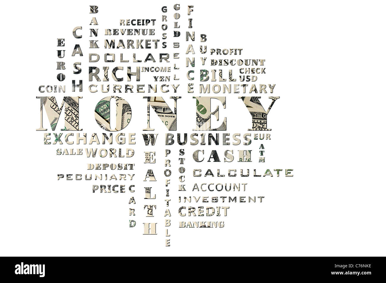 cloud of words related to money Stock Photo Alamy