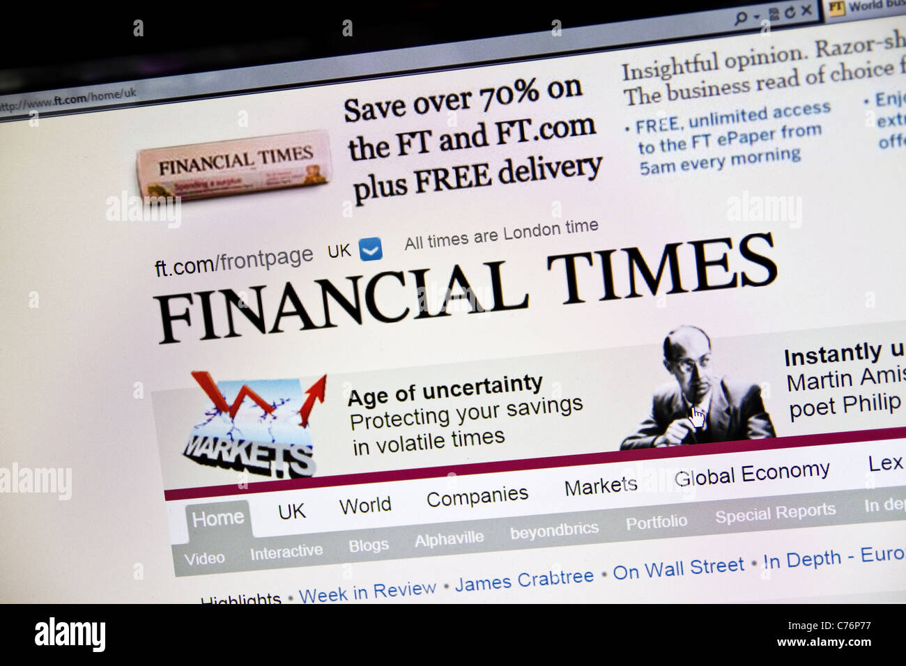The Financial Times Website on computer screen Stock Photo