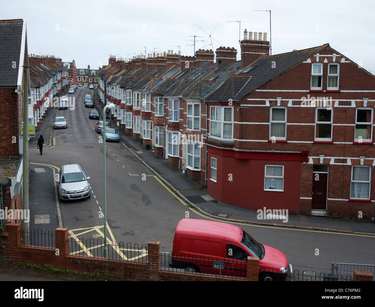 Looking up Rosebery Road, Exeter Stock Photo Alamy