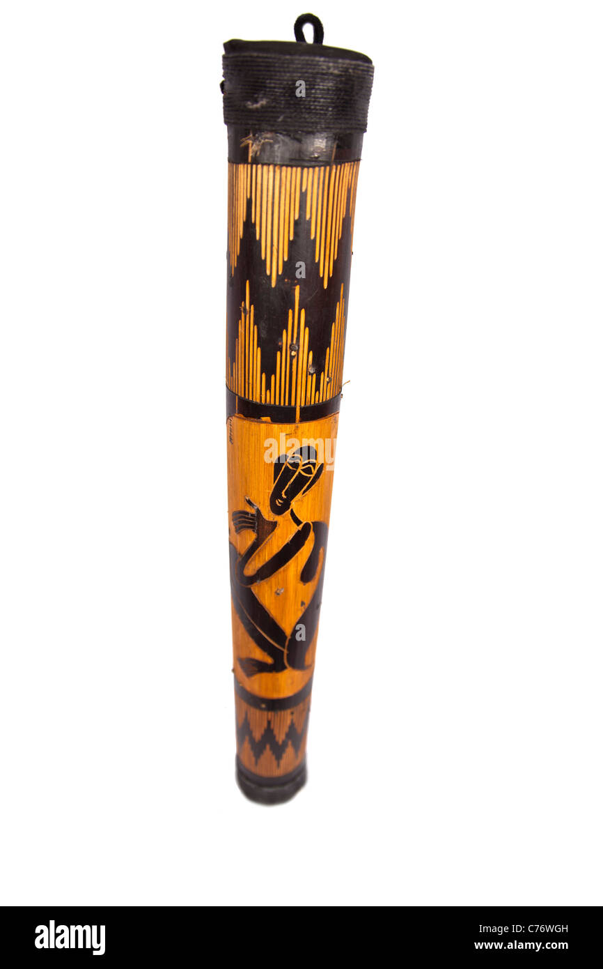 Wooden rainstick isolated on white Stock Photo Alamy