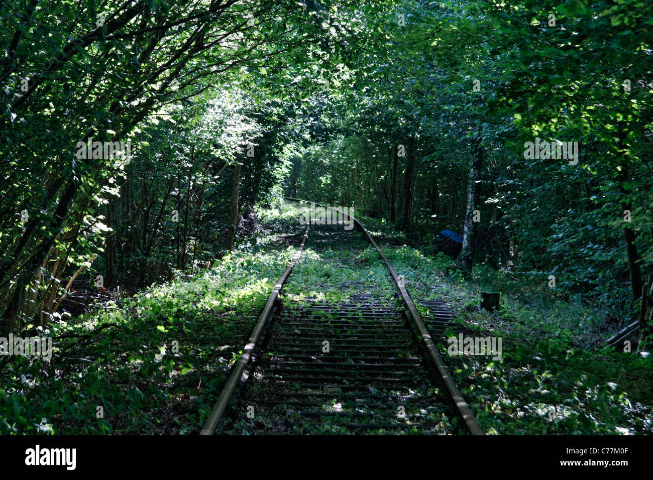 Old railway track near Bagnoles de l'Orne (Normandy, France). Stock Photo